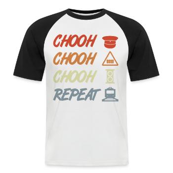 Blague sur les chemins de fer - T-shirt baseball manches courtes Homme - blanc/noir - Devant - Nik (191cm)