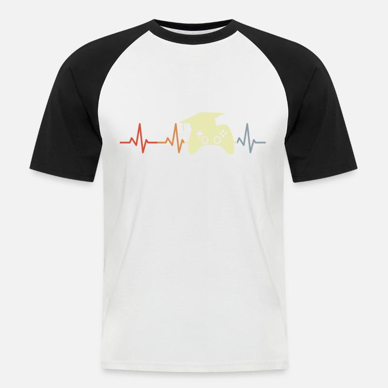 Spielprogrammierer Herzschlag - Männer Baseball-T-Shirt - Weiß/Schwarz