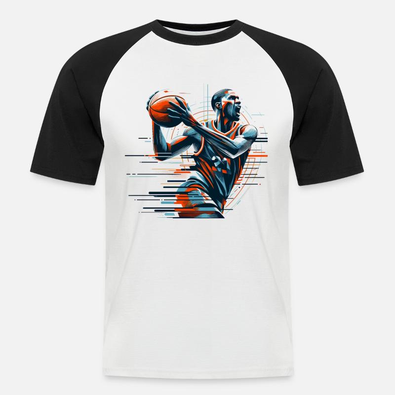 Basketball dynamisch Geschenk - Männer Baseball-T-Shirt - Weiß/Schwarz