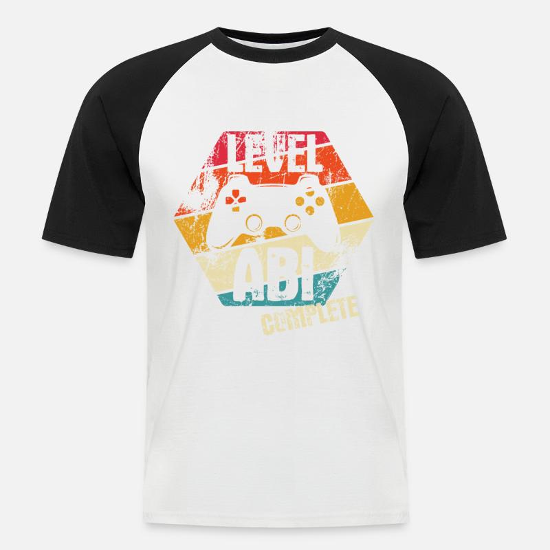 ABI - Level complete - Controller - Gamer - Männer Baseball-T-Shirt - Weiß/Schwarz