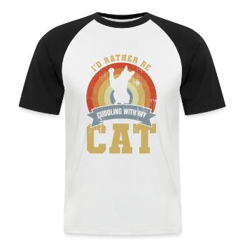 Cat Owner Joke - Men's Baseball T-Shirt - white/black - Front - Nik (191cm)