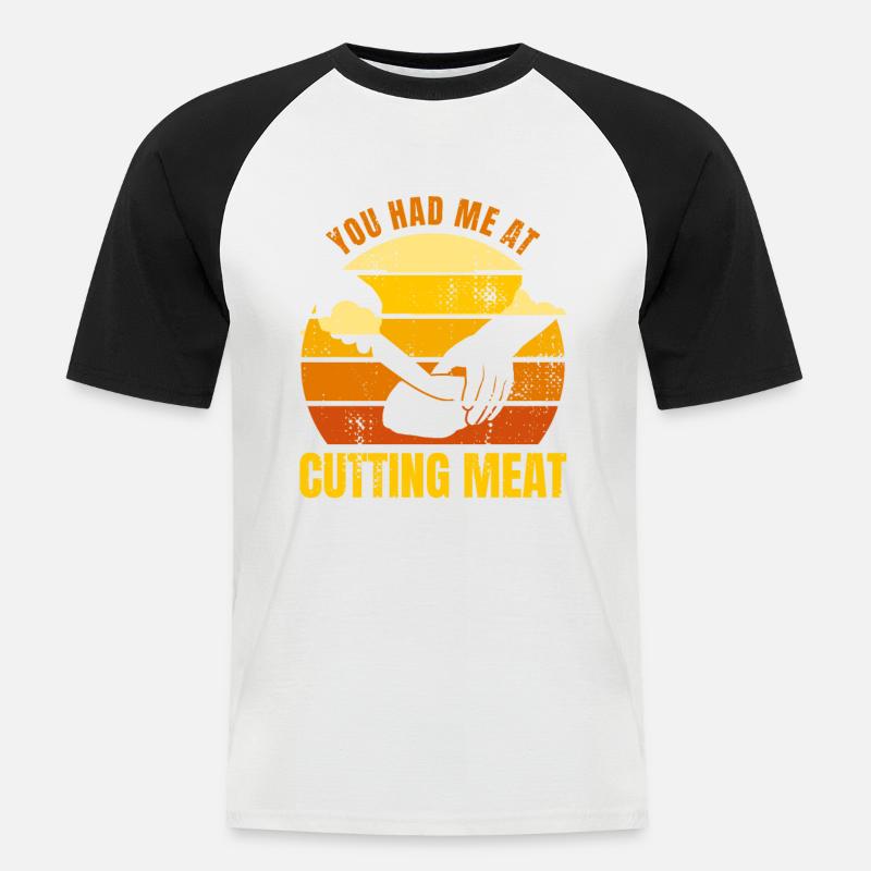 Du hattest mich bei Fleisch - Männer Baseball-T-Shirt - Weiß/Schwarz