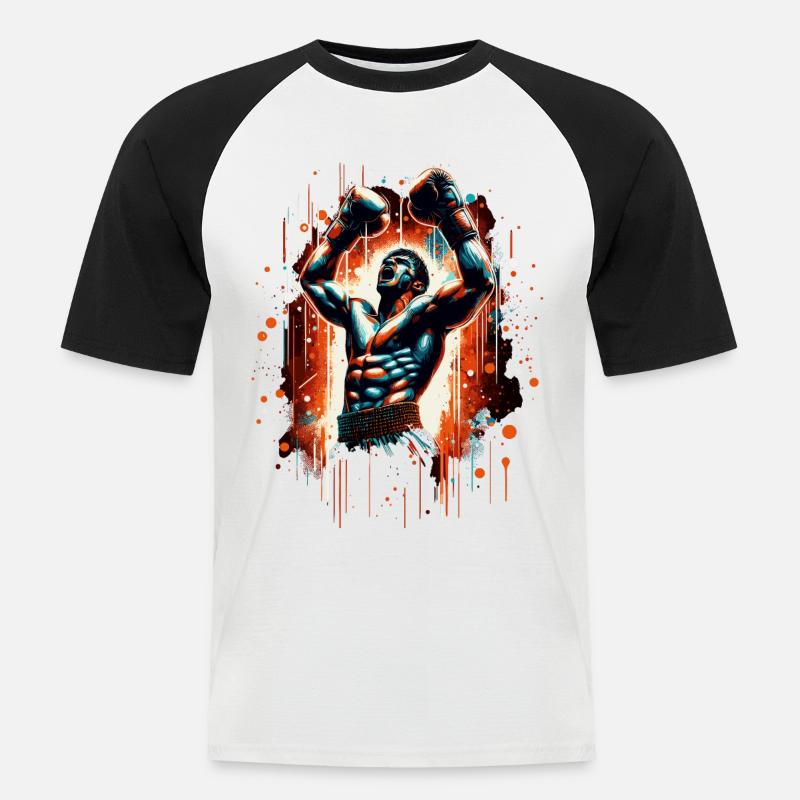 Boxer Siegespose Siegerpose Boxen Geschenk - Männer Baseball-T-Shirt - Weiß/Schwarz