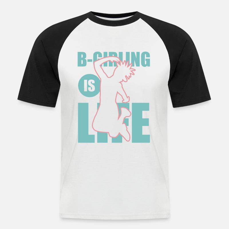 Breakdance Mädchen - Männer Baseball-T-Shirt - Weiß/Schwarz