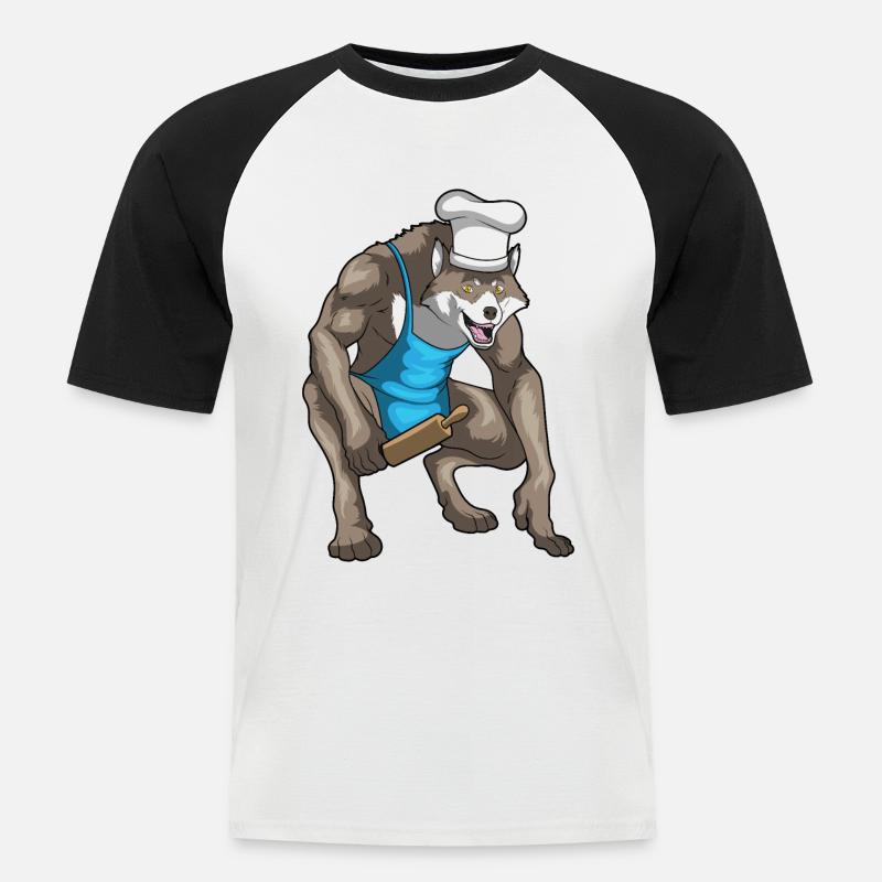 Werwolf Halloween Bäcker - Männer Baseball-T-Shirt - Weiß/Schwarz