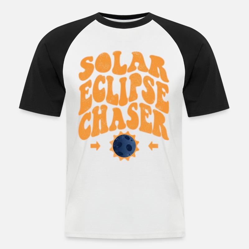 Solar eclipse chaser - Männer Baseball-T-Shirt - Weiß/Schwarz