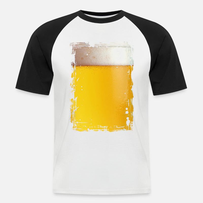 Bier - Männer Baseball-T-Shirt - Weiß/Schwarz
