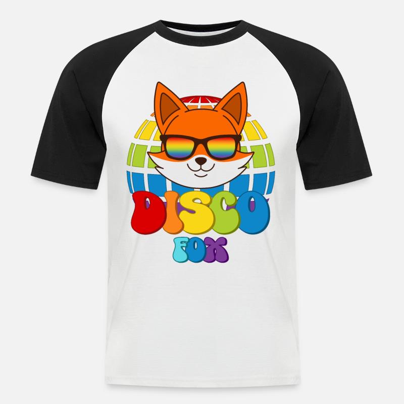 Disco Fox Discokugel Fuchs Sonnenbrille Discofox - Männer Baseball-T-Shirt - Weiß/Schwarz
