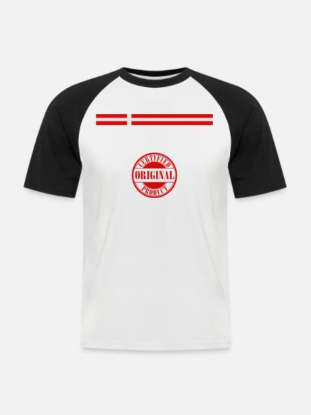 Flag of Denmark, Danish pride - Men's Baseball T-Shirt - white/black