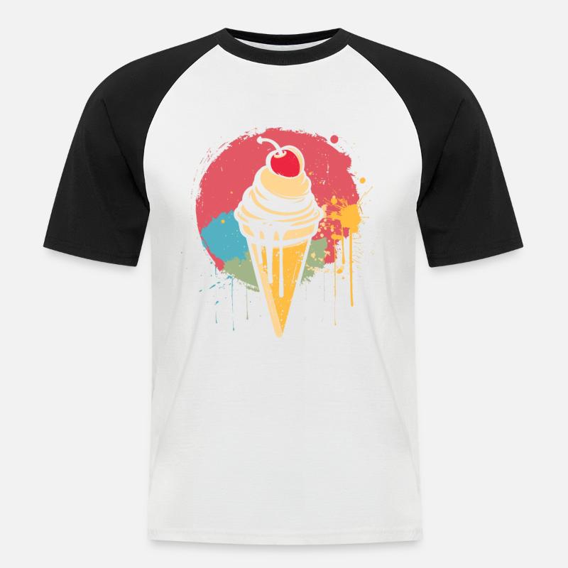 Eiswaffel Graffiti - Männer Baseball-T-Shirt - Weiß/Schwarz