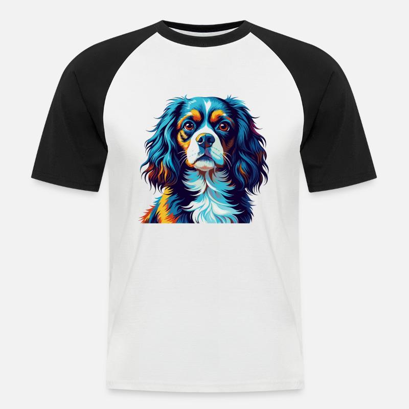 Cavalier King Charles Spaniel Hunderasse Karikatur - Männer Baseball-T-Shirt - Weiß/Schwarz