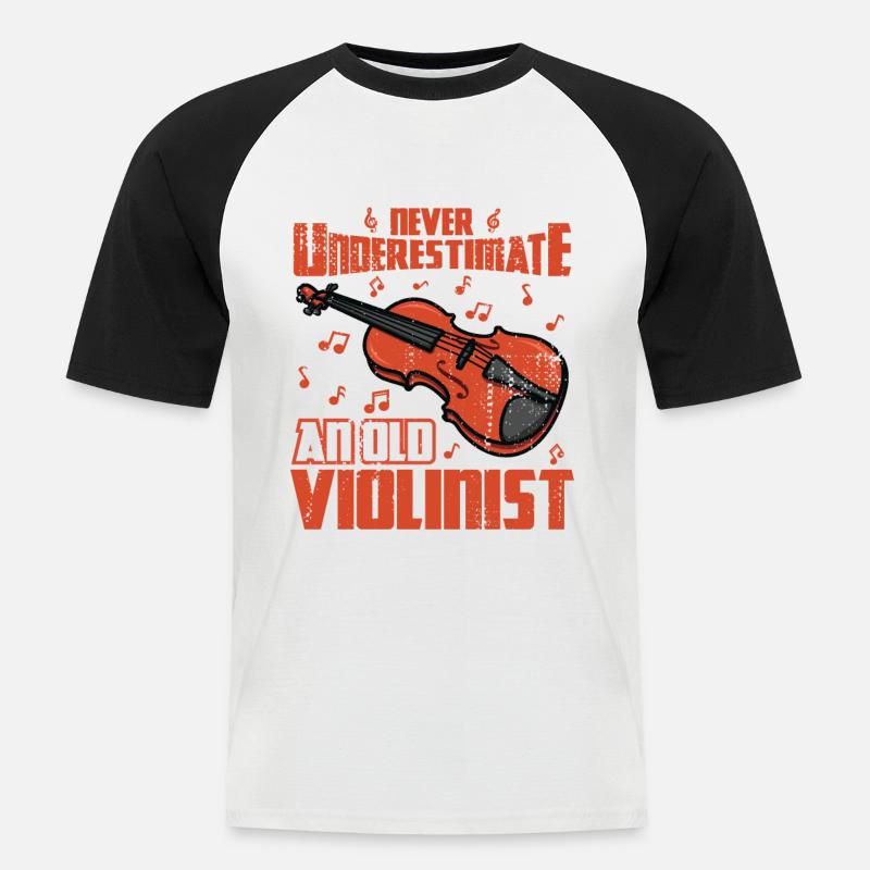 Never Underestimate An Old Violinist - Männer Baseball-T-Shirt - Weiß/Schwarz