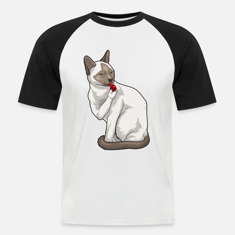 Siamese Cat Referee Whistle - Men's Baseball T-Shirt - white/black
