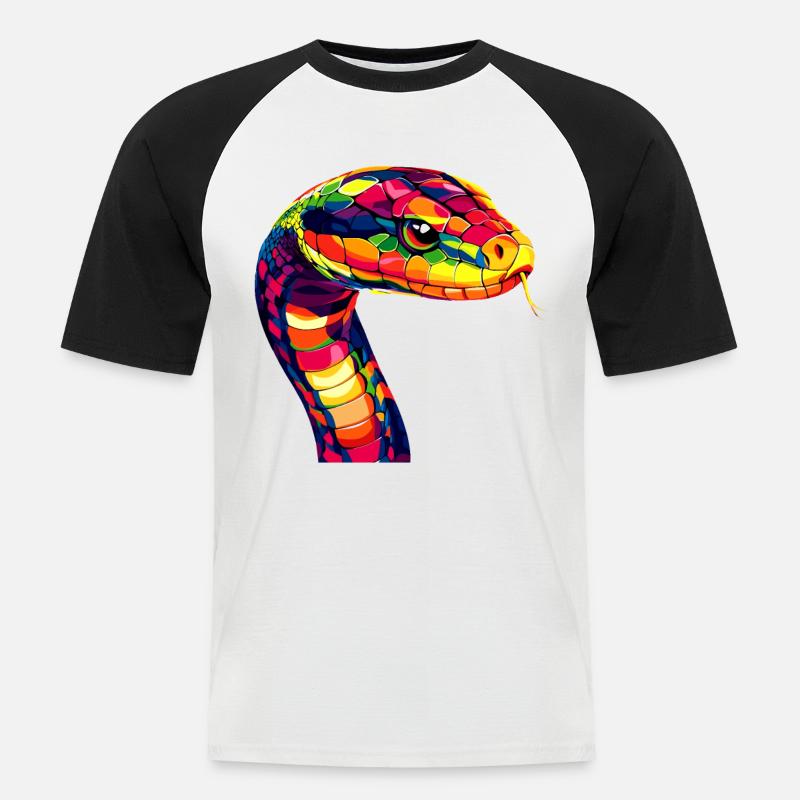 Schlange Python Kobra Mamba Klapperschlange Snake - Männer Baseball-T-Shirt - Weiß/Schwarz
