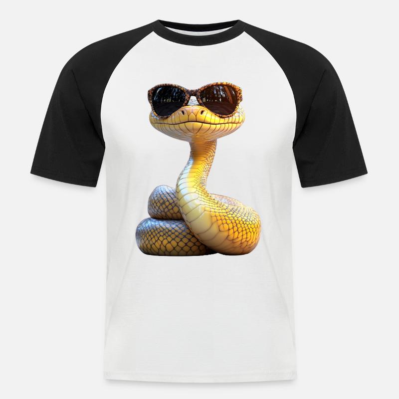 Schlange Python Kobra Mamba Klapperschlange Snake - Männer Baseball-T-Shirt - Weiß/Schwarz