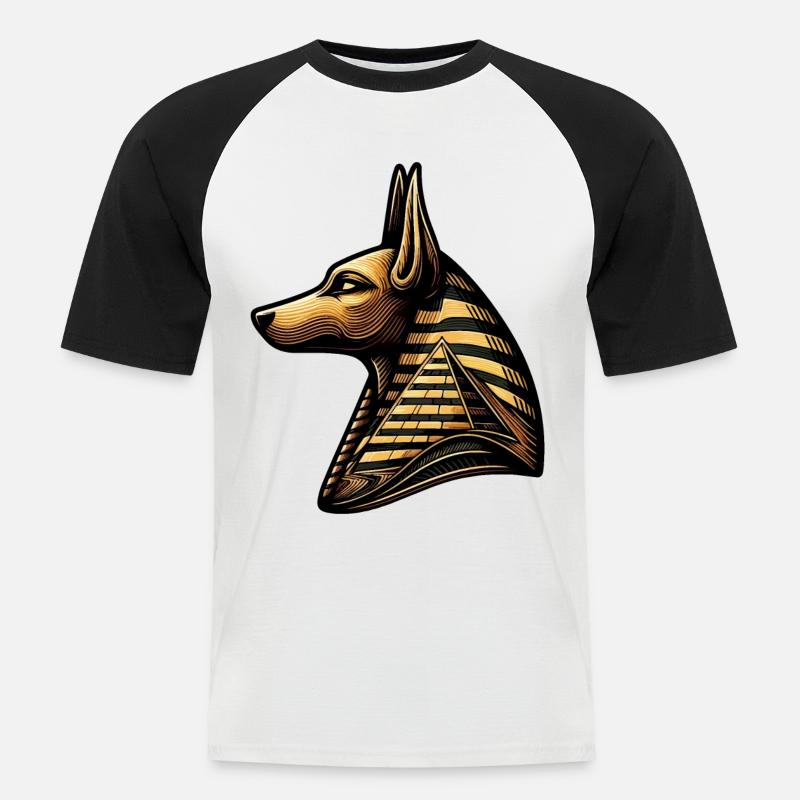 Anubis | Wächter der Gräber Ägypten - Männer Baseball-T-Shirt - Weiß/Schwarz