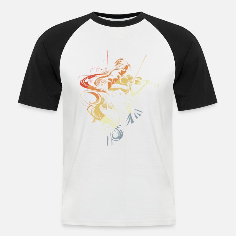 Violine Mädchen - Männer Baseball-T-Shirt - Weiß/Schwarz