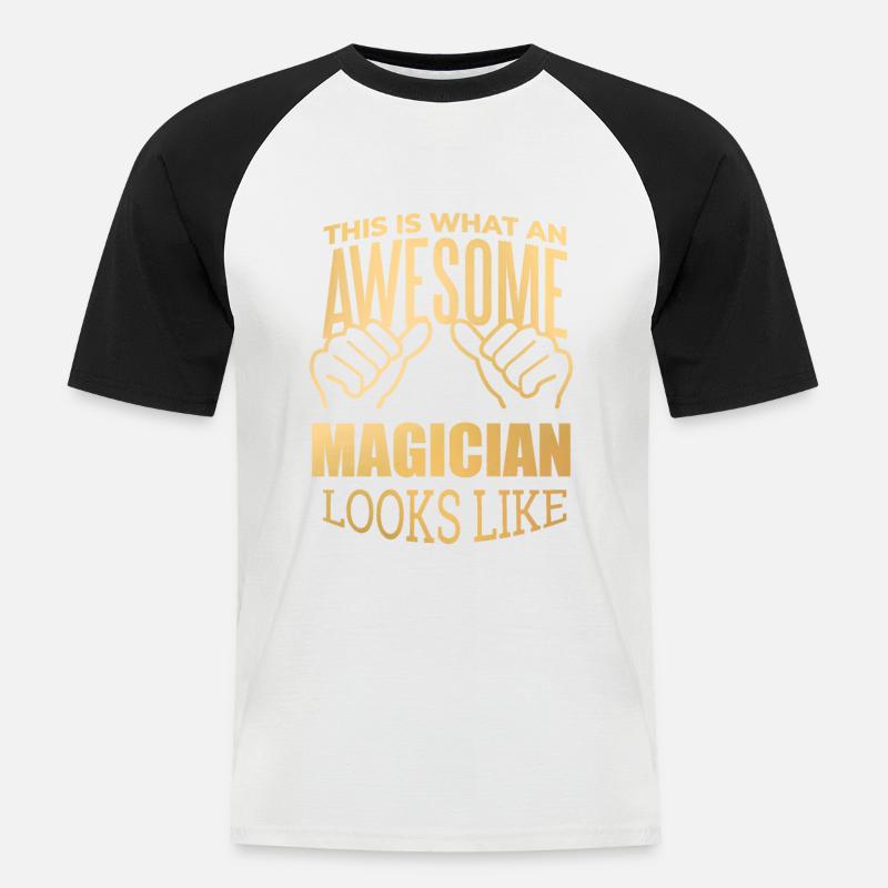 Zauberer - Männer Baseball-T-Shirt - Weiß/Schwarz