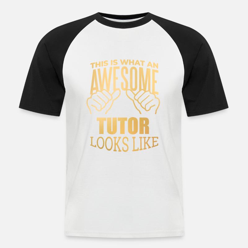 Tutor - Männer Baseball-T-Shirt - Weiß/Schwarz