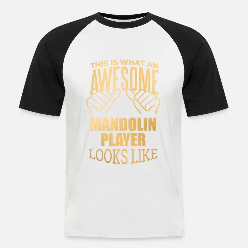 Mandoline - Männer Baseball-T-Shirt - Weiß/Schwarz