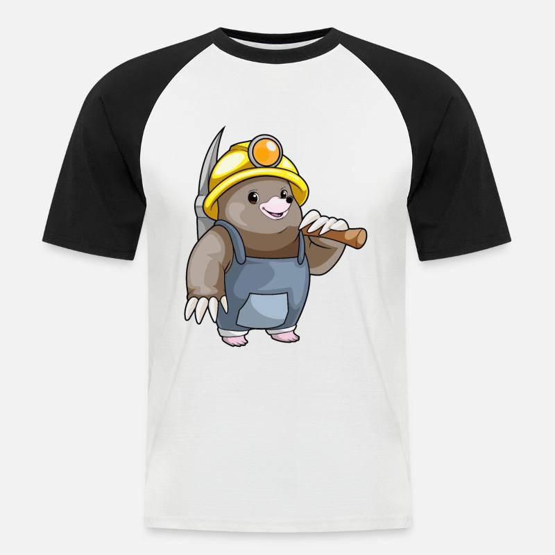 Mole Miner Pickaxe Mining - Men's Baseball T-Shirt - white/black