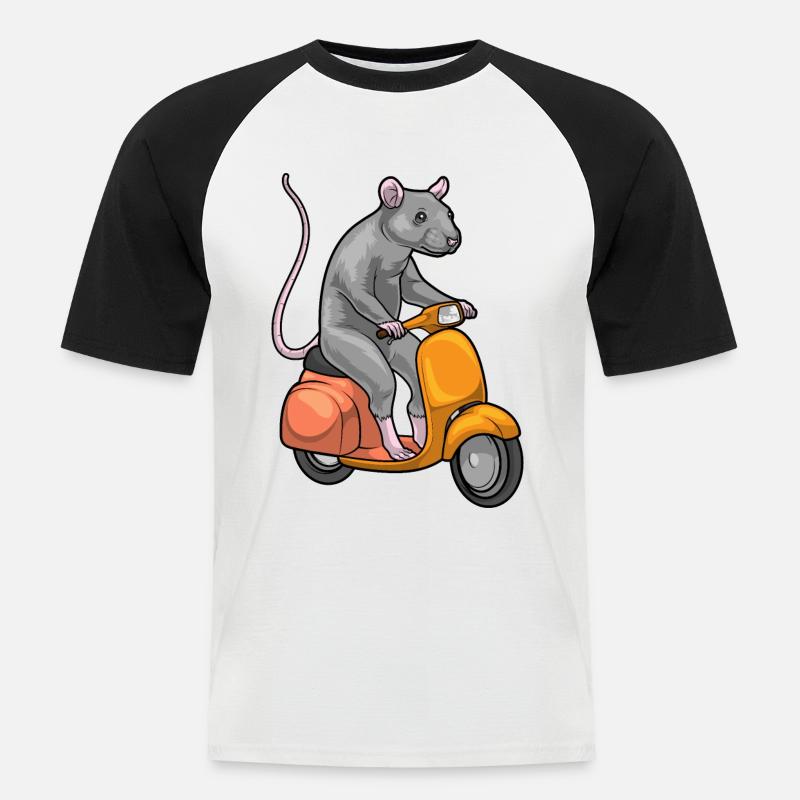 Ratte Motorroller - Männer Baseball-T-Shirt - Weiß/Schwarz