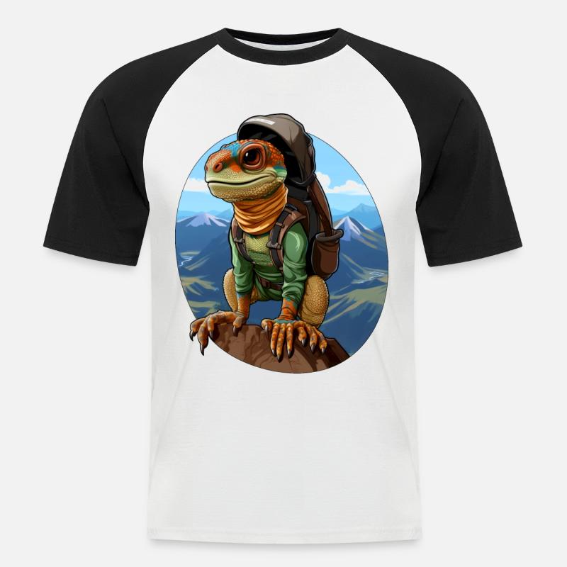Eidechsen Bergsteiger / Wandern Eidechse - Männer Baseball-T-Shirt - Weiß/Schwarz