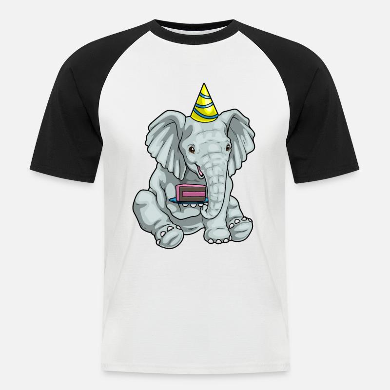 Elefant Kuchen - Männer Baseball-T-Shirt - Weiß/Schwarz