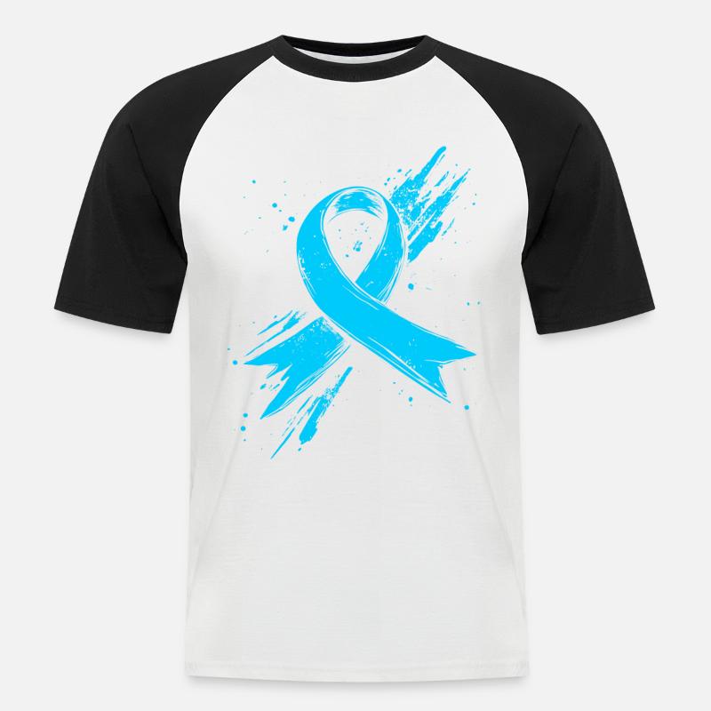 Prostata Krebs Bewusstein Schleife Hellblau - Männer Baseball-T-Shirt - Weiß/Schwarz