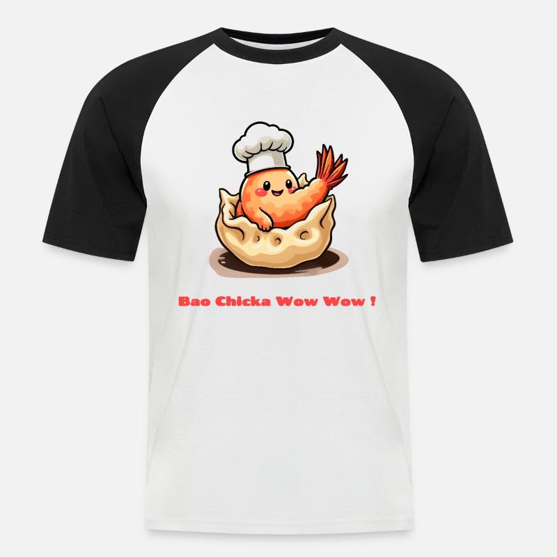 Shrimp Dumpling – Bao Chicka Wow Wow! - Men's Baseball T-Shirt - white/black