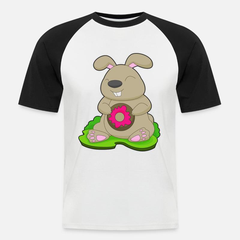 Hase Donut - Männer Baseball-T-Shirt - Weiß/Schwarz