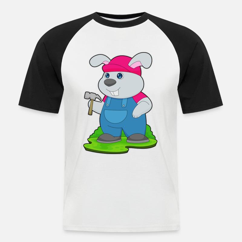 Rabbit Carpenter Hammer - Men's Baseball T-Shirt - white/black
