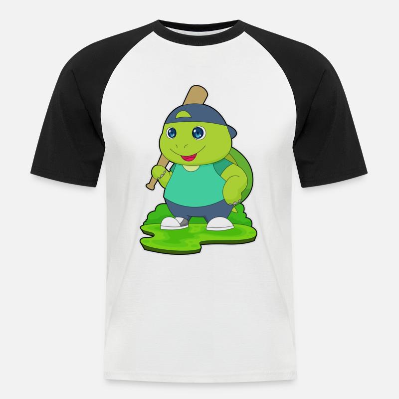 Batte de baseball Turtle - T-shirt baseball manches courtes Homme - blanc/noir