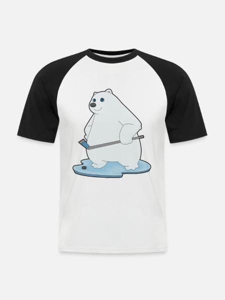 Eisbär Eishockey Eishockeyschläger - Männer Baseball-T-Shirt - Weiß/Schwarz