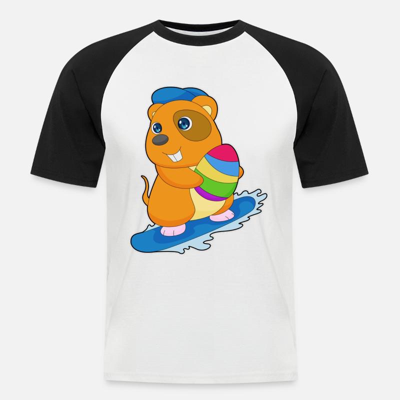 Hamster Ostern Snowboard - Männer Baseball-T-Shirt - Weiß/Schwarz
