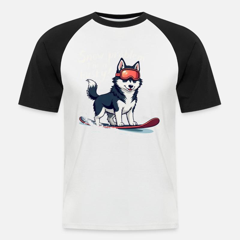 Kein Problem, ich bin ein Husky! - Männer Baseball-T-Shirt - Weiß/Schwarz