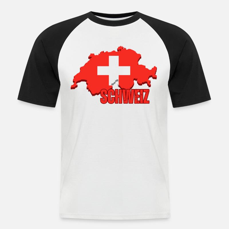 Flagge der Schweiz, Schweizer Stolz - Männer Baseball-T-Shirt - Weiß/Schwarz