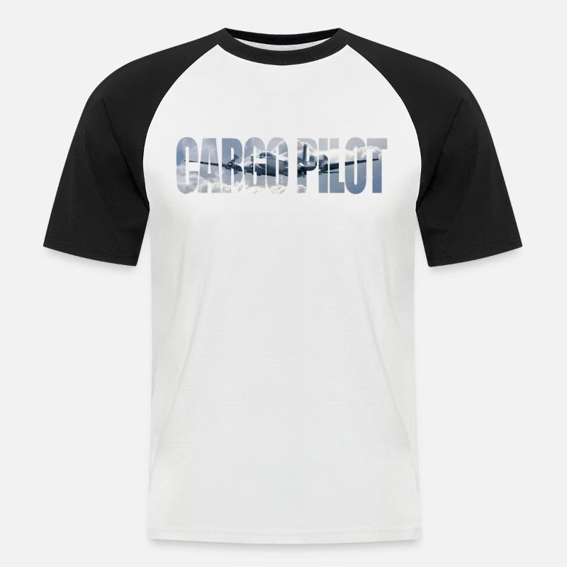 Cargo pilot DC-4 - Männer Baseball-T-Shirt - Weiß/Schwarz