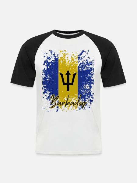 Flag of Barbados, Barbadian pride - Men's Baseball T-Shirt - white/black