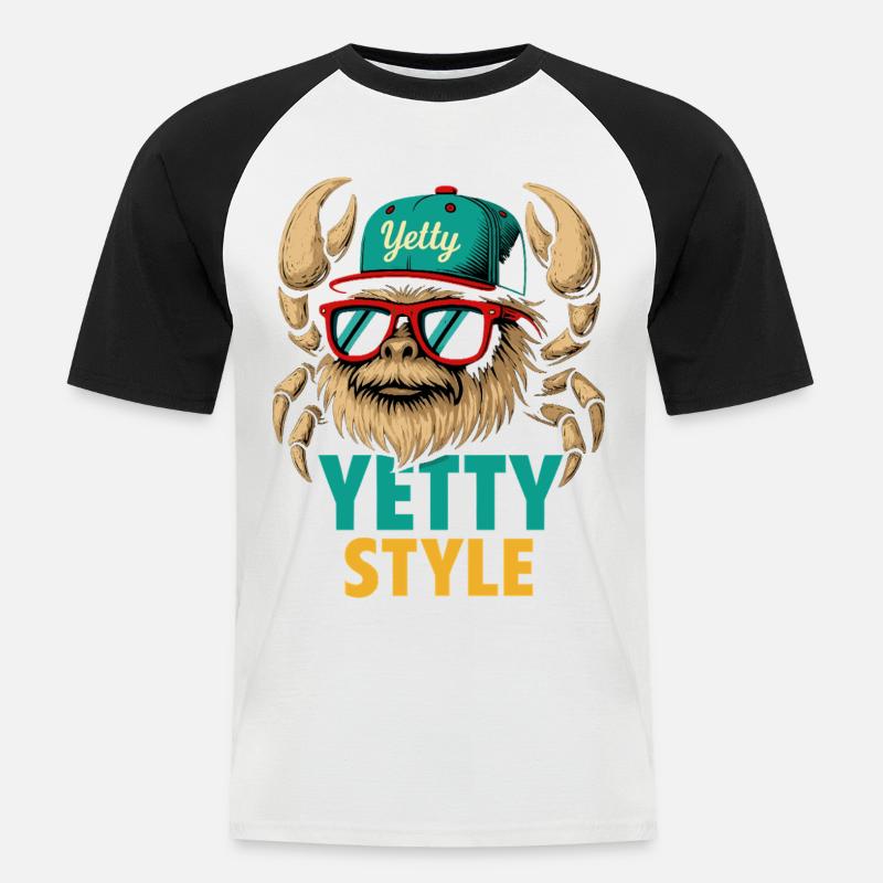 Yetty Style Yeti Graphic - Men's Baseball T-Shirt - white/black