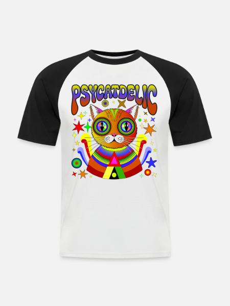 PSYCATDELIC - Men's Baseball T-Shirt - white/black
