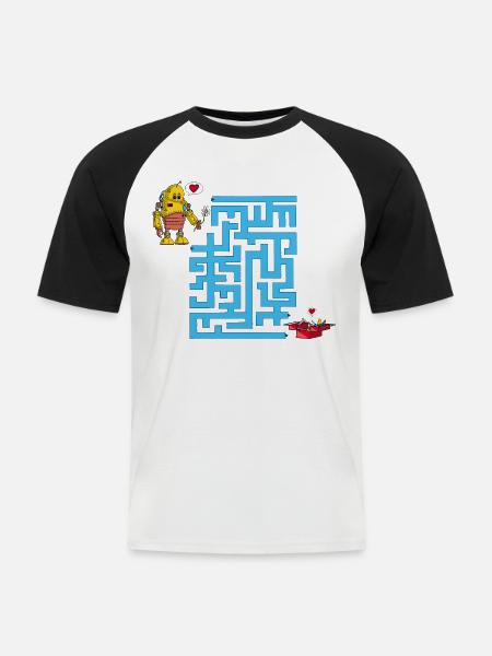 Das Labyrinth der Liebe - Männer Baseball-T-Shirt - Weiß/Schwarz