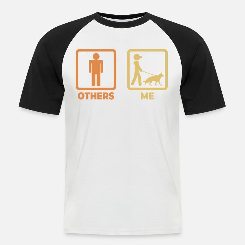 Schäferhund Strichmännchen - Männer Baseball-T-Shirt - Weiß/Schwarz