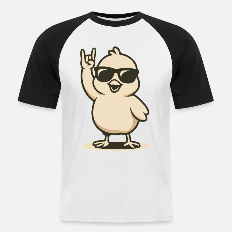 Chick’n’Roll - Männer Baseball-T-Shirt - Weiß/Schwarz