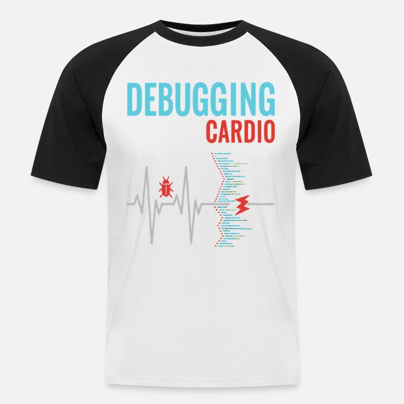 Debugging ist mein Cardio - Programmierer Nerd - Männer Baseball-T-Shirt - Weiß/Schwarz