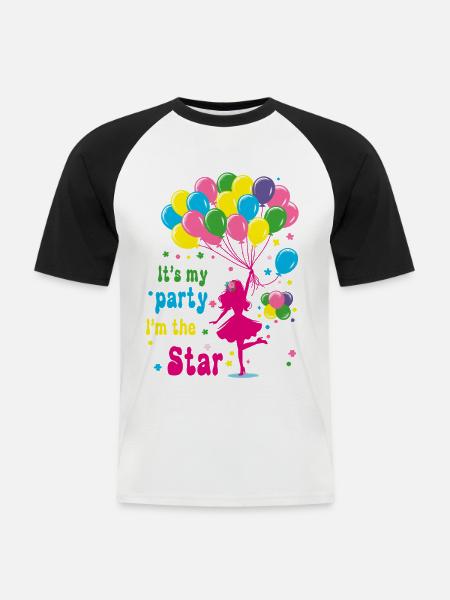 Feierliches Mädchen mit Luftballons Design - Männer Baseball-T-Shirt - Weiß/Schwarz