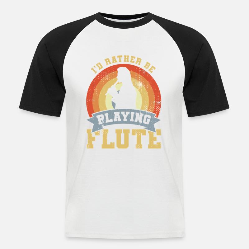 I’d Rather Be Playing Flute - Männer Baseball-T-Shirt - Weiß/Schwarz