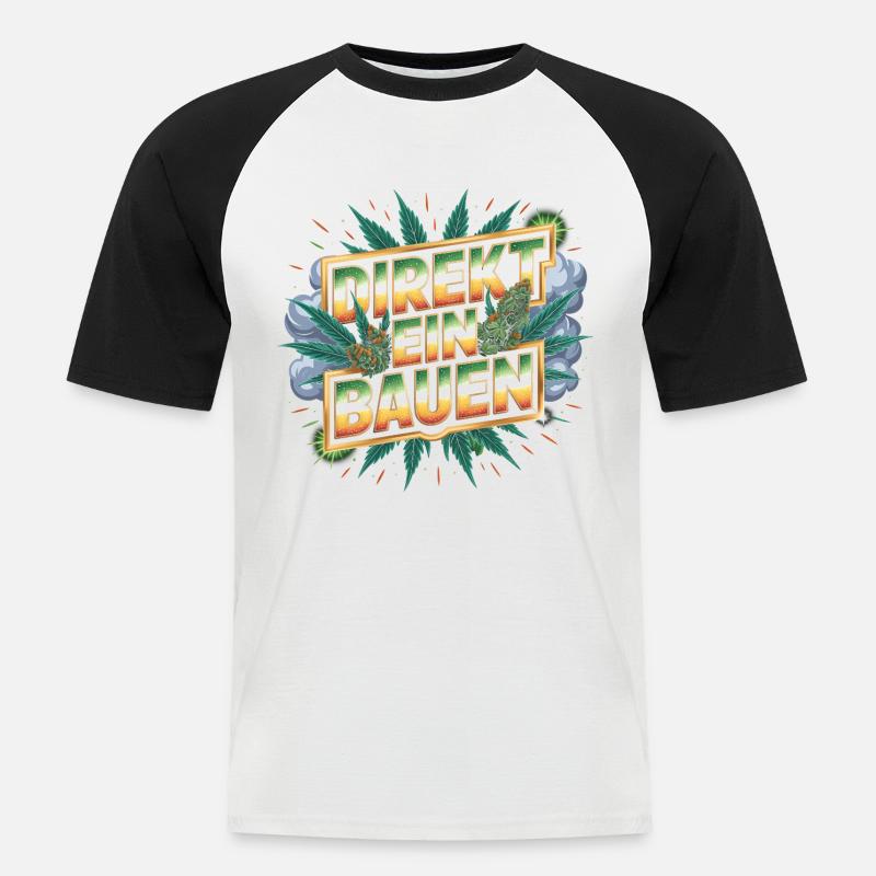 Direkt ein Bauen -  Deutsche Memes - Männer Baseball-T-Shirt - Weiß/Schwarz
