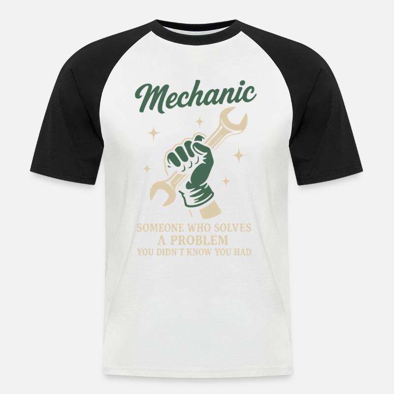 Mechanic Problem Solver Garage Funny Saying - Men's Baseball T-Shirt - white/black