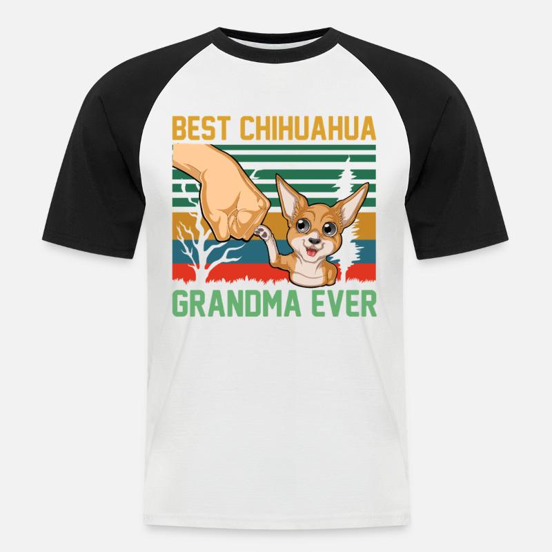 Chihuahua - Männer Baseball-T-Shirt - Weiß/Schwarz